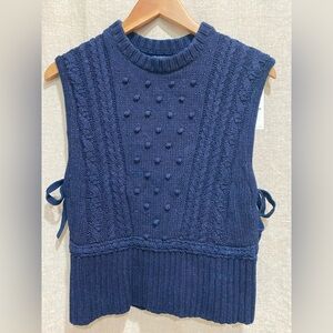 Levi’s Made & Crafted Indigo Blue Cable Knit Sleeveless Sweater